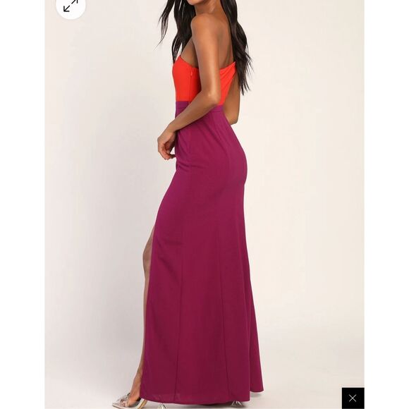 maniju NWT one shoulder asymmetrical colorblock maxi dress size S - Picture 3 of 12